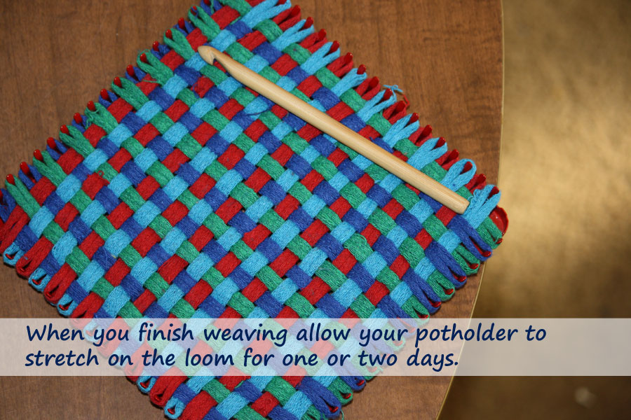 The Best Way to Finish Handwoven Potholders - Big Green Chair