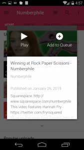 Screenshot of YouTube app showing a video ready to play on your Roku box.